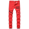 thumbnail image 1 of CHERALKEST Men's Skinny Destroyed Ripped Stretchy Ripped Jeans Zipper Slim Fit Denim Jeans, 1 of 6