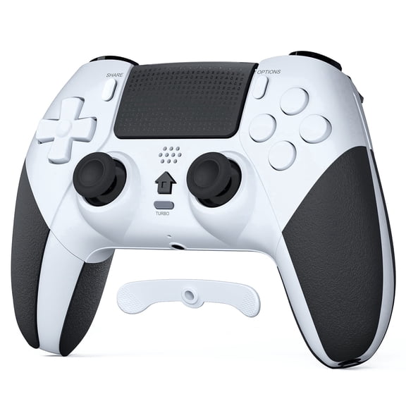 CHEREEKI Wireless Controller for PS-4 with Dual Vibration, Programmable Back Buttons, 3.5mm Headphone Jack, Turbo Function, Gamepad Joystick Compatible with PS-4/Pro/Slim White