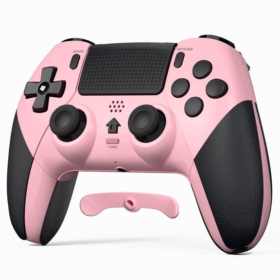 CHEREEKI Wireless Controller for PS-4 with Dual Vibration, Programmable Back Buttons, 3.5mm Headphone Jack, Turbo Function, Gamepad Joystick Compatible with PS-4/Pro/Slim Pink