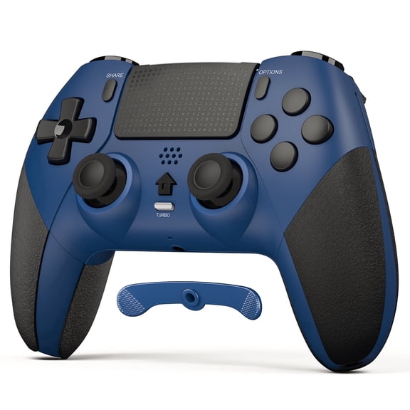 CHEREEKI Wireless Controller for PS-4 with Dual Vibration, Programmable Back Buttons, 3.5mm Headphone Jack, Turbo Function, Gamepad Joystick Compatible with PS-4/Pro/Slim Blue