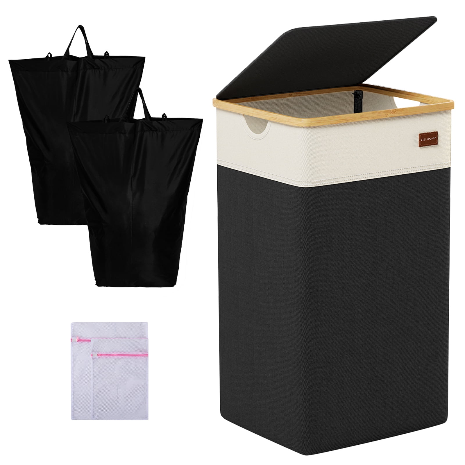 CHERISHGARD 100L laundry hamper with lid, Tall Laundry Basket with ...