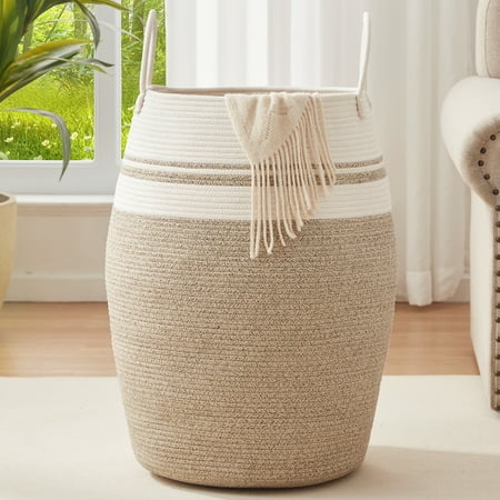 CHERISHGARD 105L Large Laundry Basket,Cotton Rope
