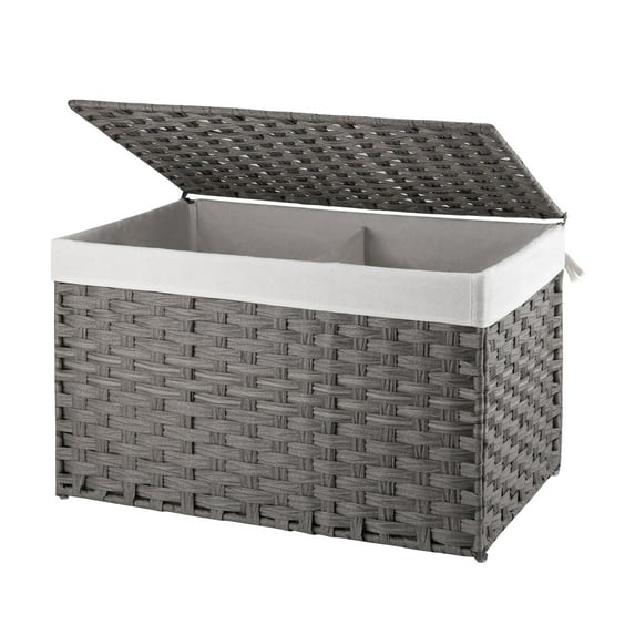 CHERISHGARD 105L Large Laundry Hamper with Lid, Handwoven Synthetic Rattan Laundry Basket for Clothes, Toys in Bathroom, Bedroom