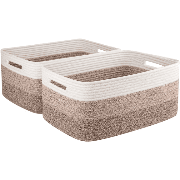 CHERISHGARD 2 Pieces Nursery Baskets for Toys,17.7"x13.0"x7.8" 30L, Towel Woven Storage for Organizing Living Room Bedroom Bathroom
