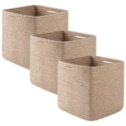 CHERISHGARD 3 Pieces Cube Storage Baskets,Square Woven Rope Basket,Square Baskets for Organizing