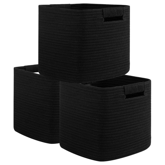 CHERISHGARD 3 Pieces Cube Storage Baskets，Square Woven Rope Basket ...
