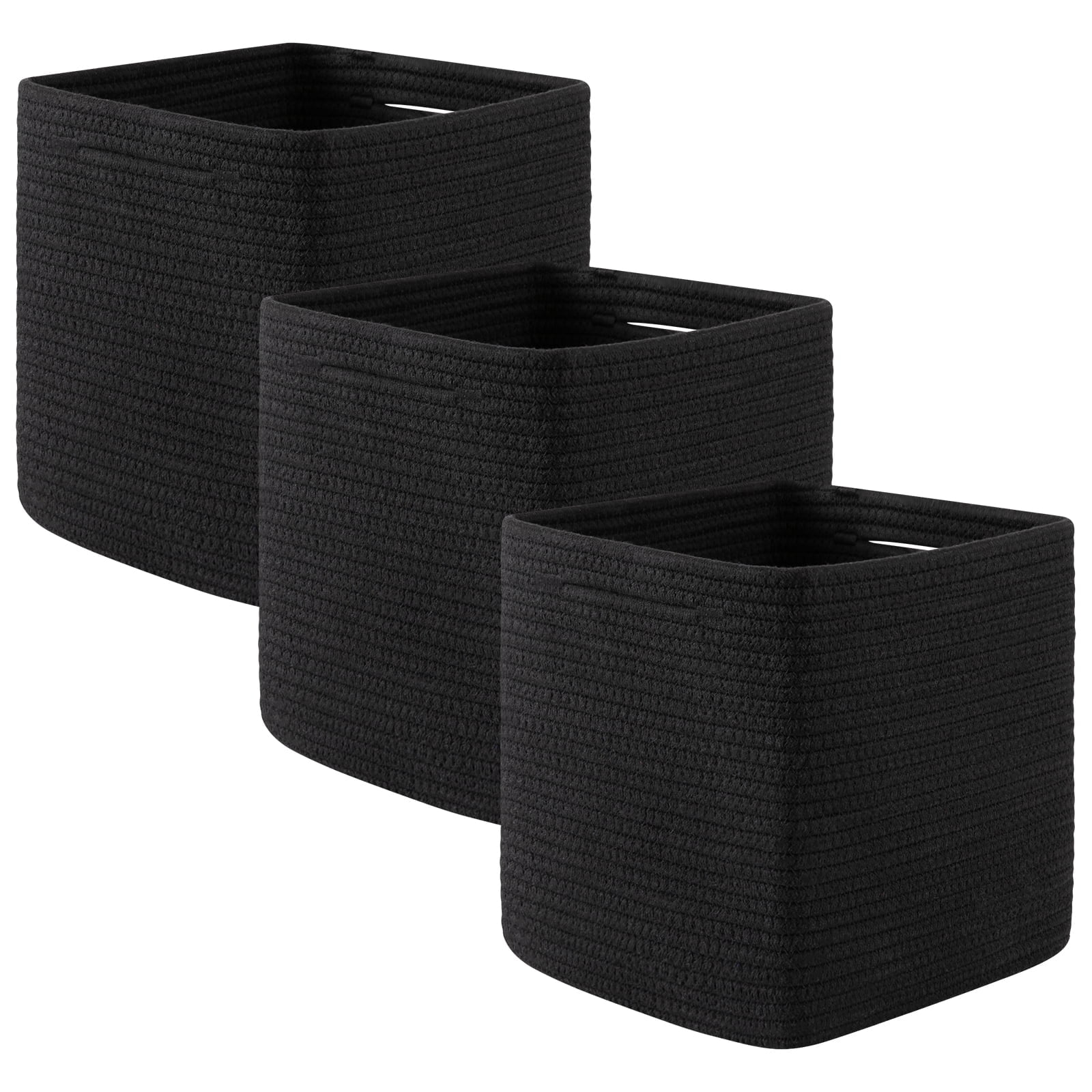 CHERISHGARD 3 Pieces Cube Storage Baskets，Square Woven Rope Basket，Square Baskets for Organizing