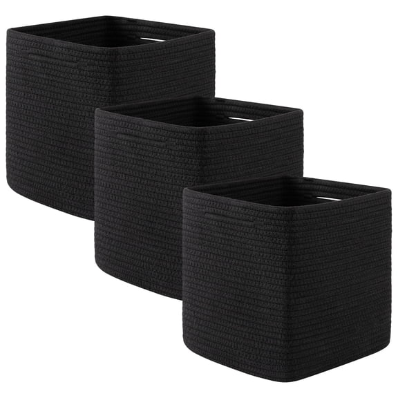 CHERISHGARD 3 Pieces Cube Storage Baskets,Square Woven Rope Basket,Square Baskets for Organizing
