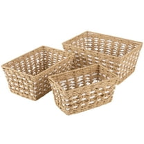 CHERISHGARD 3 Pieces Nested Woven Storage Basket Set, Color-Block Design, 13.4x9.5x6.3 inch, 11L Capacity, Ideal for Home Organizing, Closet, Bathroom, Kitchen & Office