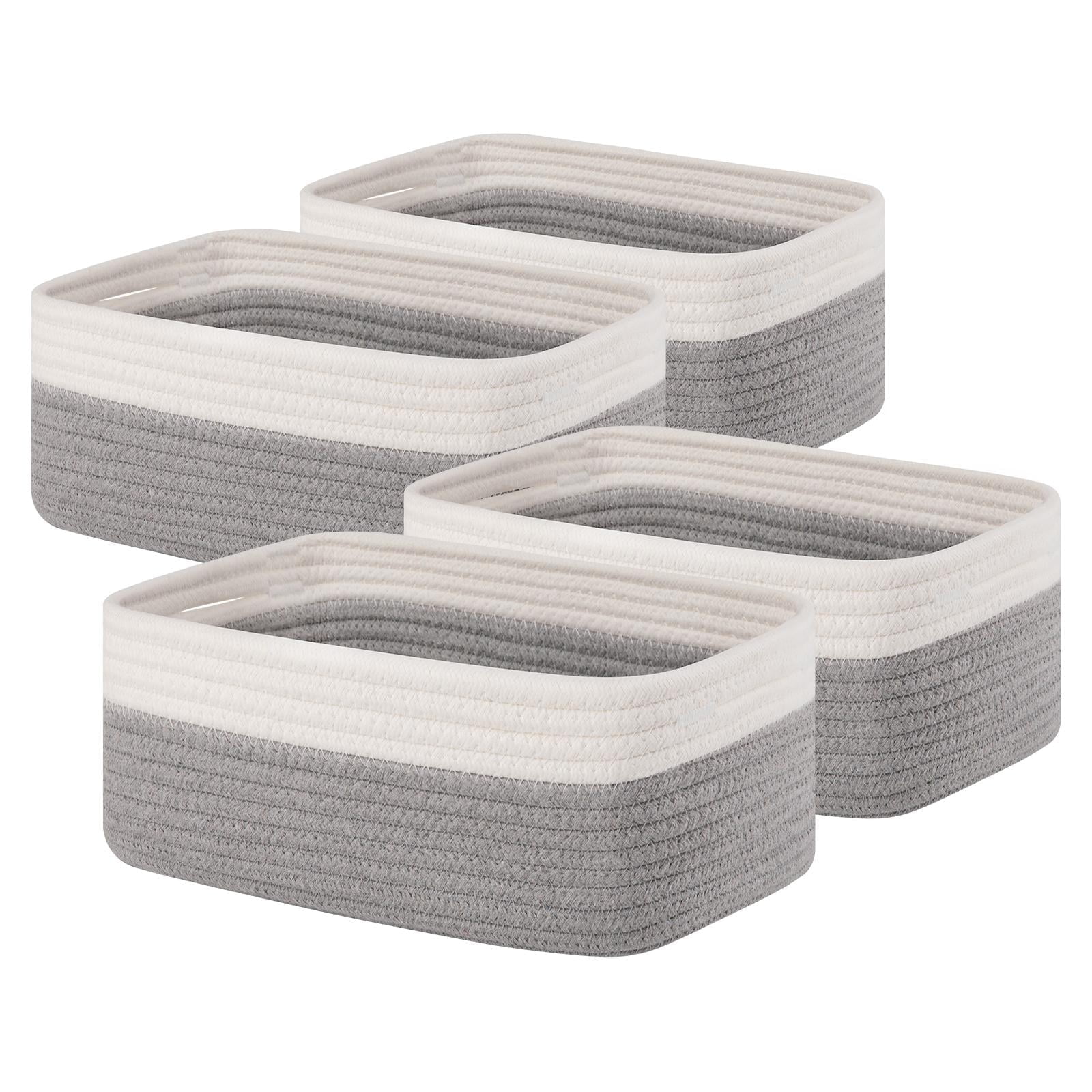 CHERISHGARD 4 Pack Woven Storage Baskets ，Cotton Rope Basket for Toy，Book and Blankets