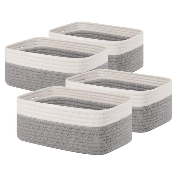 CHERISHGARD 4 Pack Woven Storage Baskets ,Cotton Rope Basket for Toy,Book and Blankets