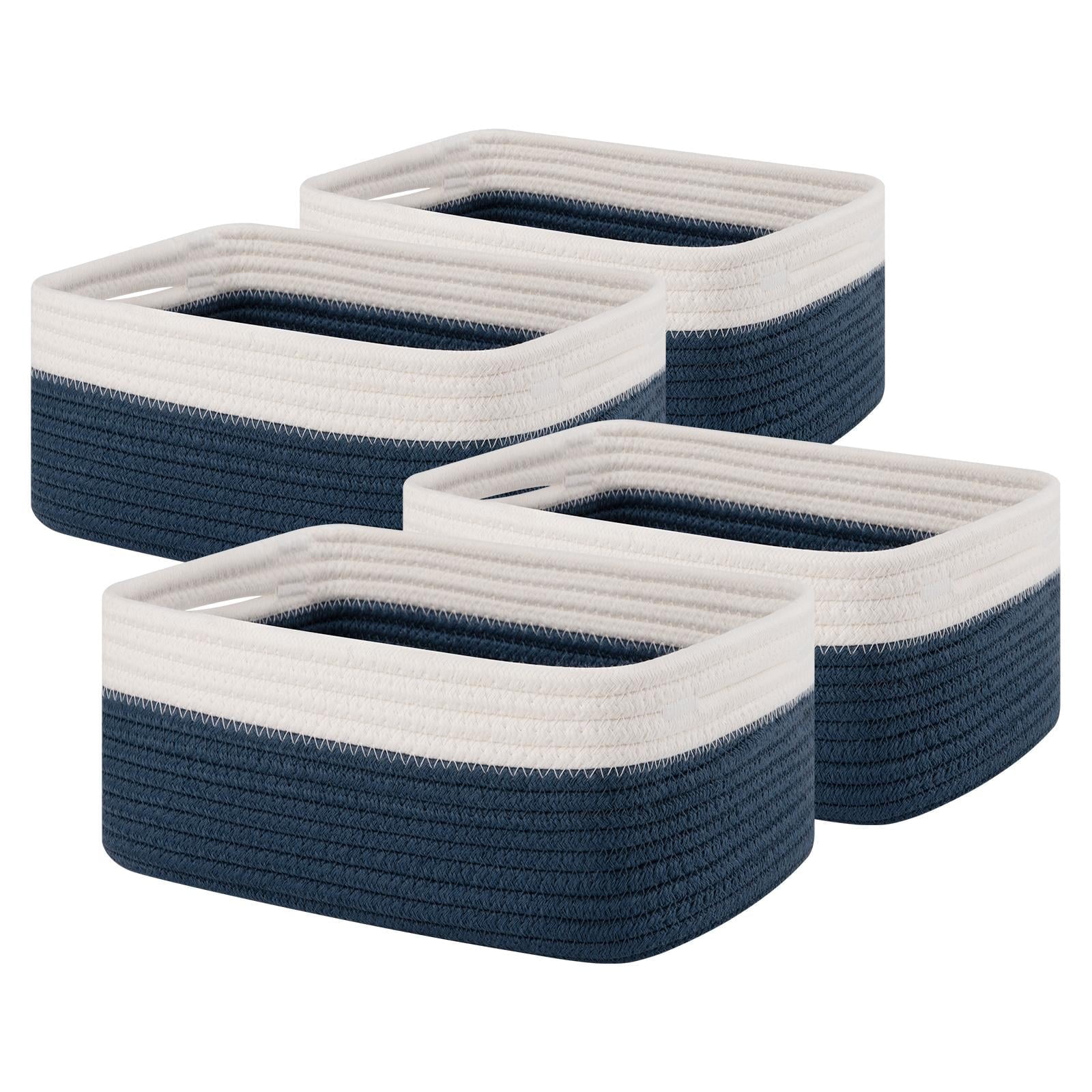 CHERISHGARD 4 Pack Woven Storage Baskets ，Cotton Rope Basket for Toy，Book and Blankets
