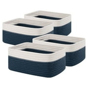 CHERISHGARD 4 Pack Woven Storage Baskets ，Cotton Rope Basket for Toy，Book and Blankets