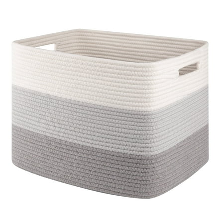 CHERISHGARD 42L Cotton Rope storage Basket With Handles,Rectangle Laundry Basket for storage,Toy Basket for Organizing