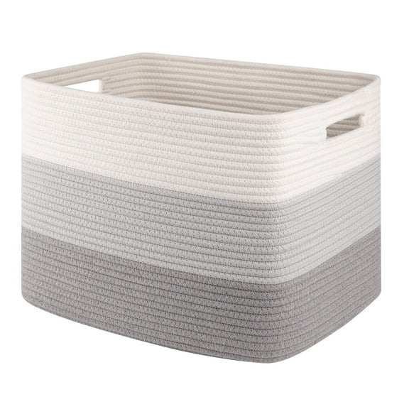 CHERISHGARD 42L Cotton Rope storage Basket With Handles，Rectangle Laundry Basket for storage，Toy Basket for Organizing