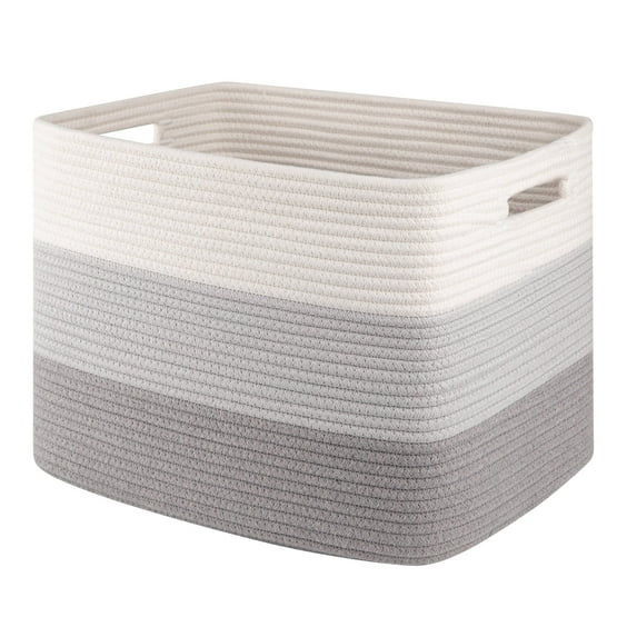 CHERISHGARD 42L Cotton Rope storage Basket With Handles,Rectangle Laundry Basket for storage,Toy Basket for Organizing