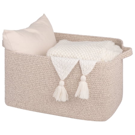 CHERISHGARD 60L Laundry Basket, Cotton Rope Blanket Basket,Living Room Storage Basket for Toys