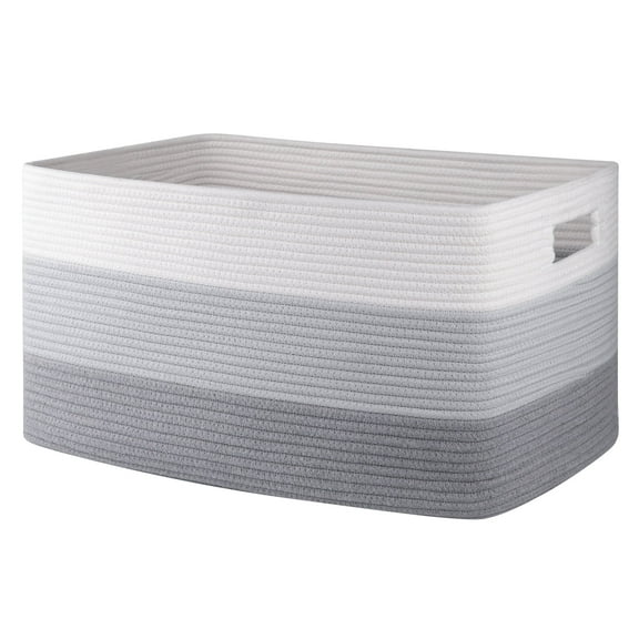 CHERISHGARD 70L Large Cotton Rope Basket, Rectangle Woven Storage Basket for Organizing Blankets,Clothes, Towels, Pillows