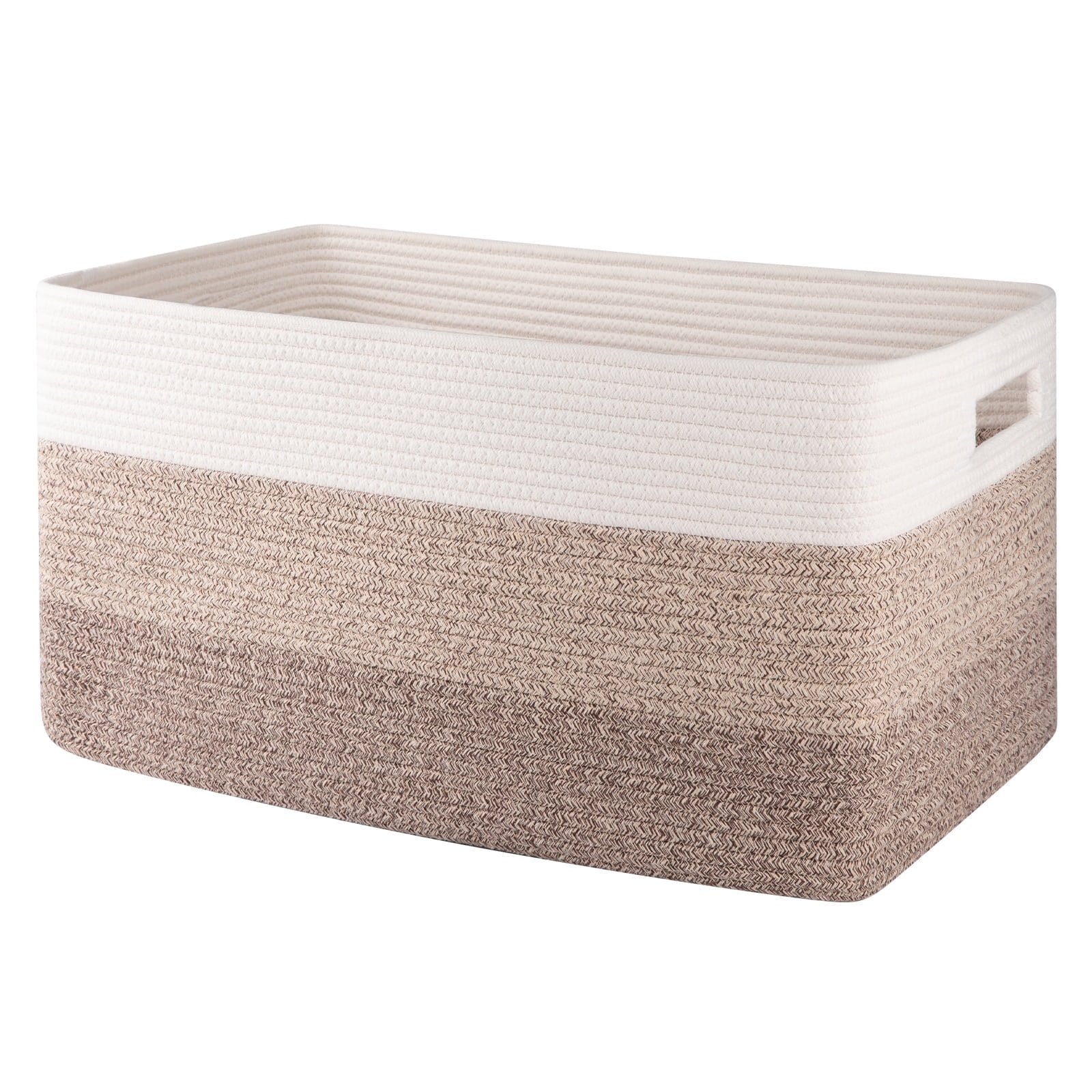 CHERISHGARD 70L Large Cotton Rope Basket, Rectangle Woven Storage Basket for Organizing Blankets,Clothes, Towels, Pillows