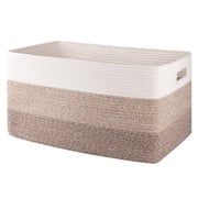 CHERISHGARD 70L Large Cotton Rope Basket, Rectangle Woven Storage Basket for Organizing Blankets,Clothes, Towels, Pillows