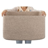 Cherishgard 70L Large Cotton Rope Laundry Basket, Rectangular Woven ...