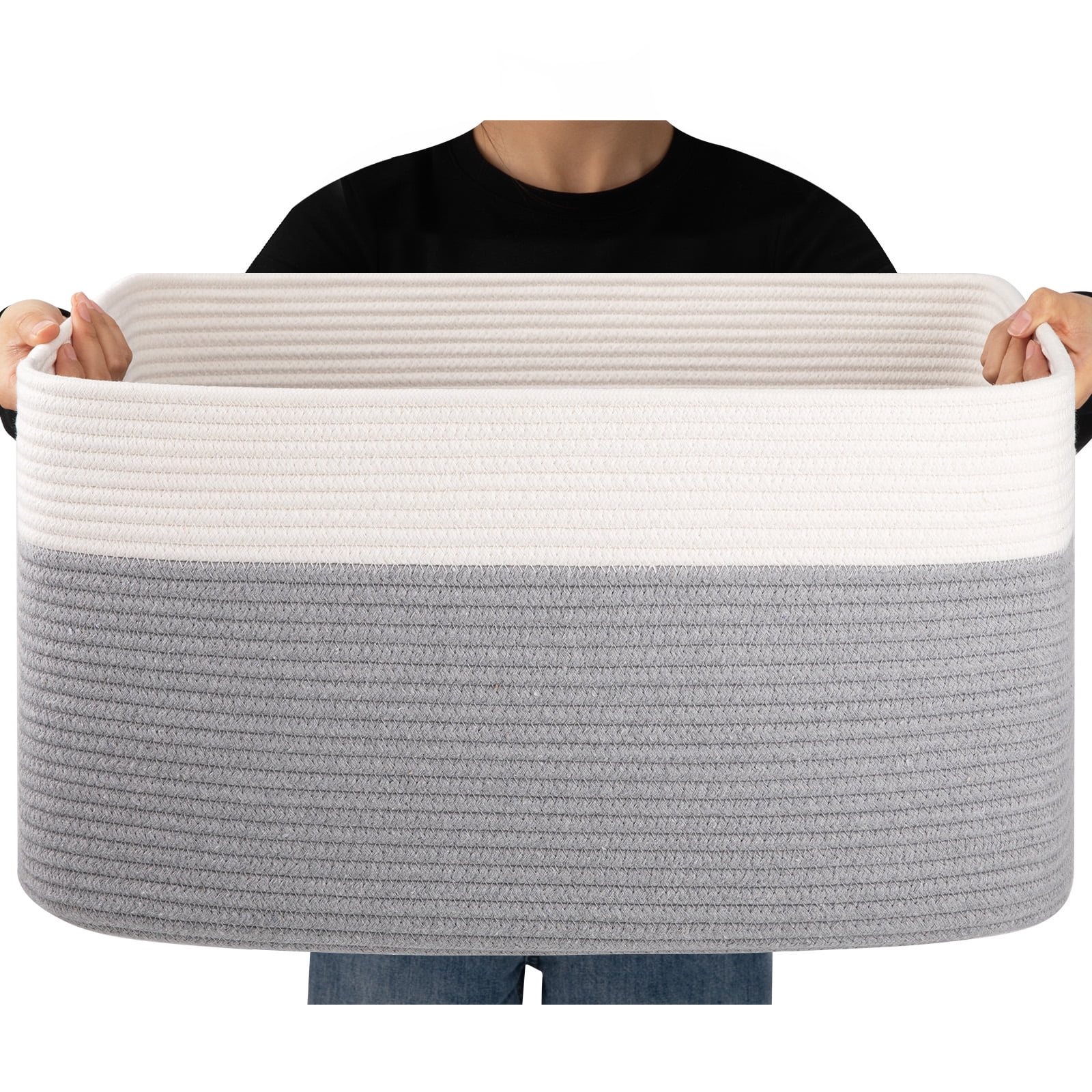 CHERISHGARD 70L Large Cotton Rope Basket Natural Woven Hamper for Blankets Clothes Toys Walmart