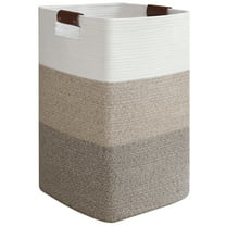 CHERISHGARD 90L laundry Hamper， Large Laundry Basket， Woven Storage Basket with Leather Handles， Cotton Rope Baskets for Living Room