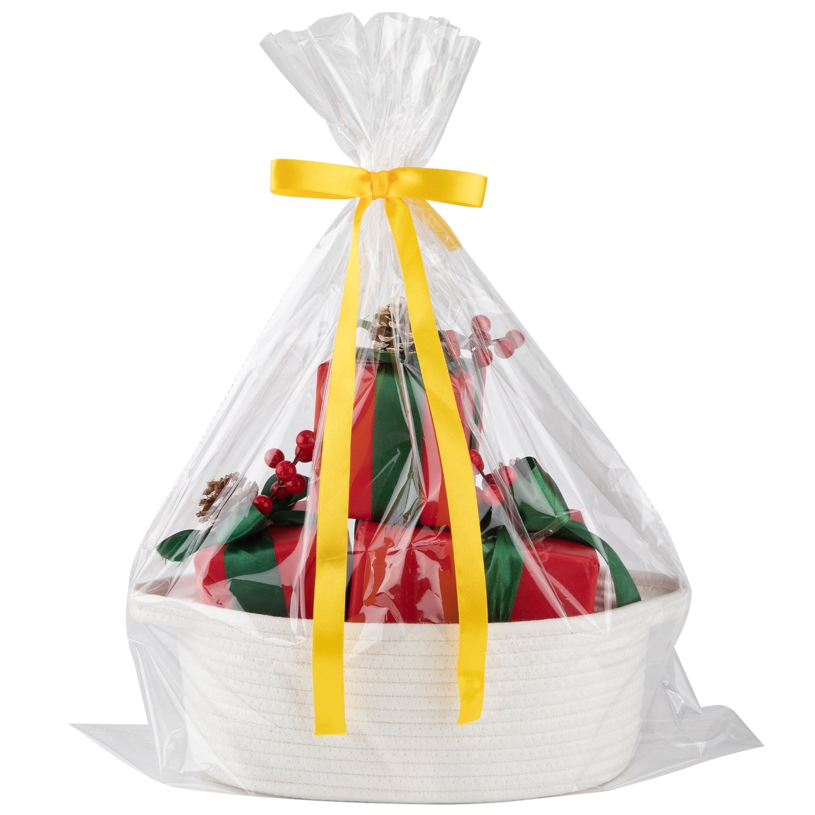 CHERISHGARD Gift Basket Empty with Gift Bags and Ribbons，Small Woven Basket for Nursery，Baby Shower，11.8*7.87*4.72
