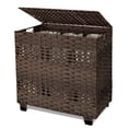 thumbnail image 1 of CHERISHGARD Laundry Hamper 135L Handwoven Rattan Laundry Basket with Lid & Heightened Feet 3 Removable Liner Bags 26x13x26 Inches, 1 of 7