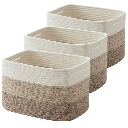 CHERISHGARD Storage Basket, Laundry Basket 3 Pieces, Woven Baskets for Storage for Toys, Towel