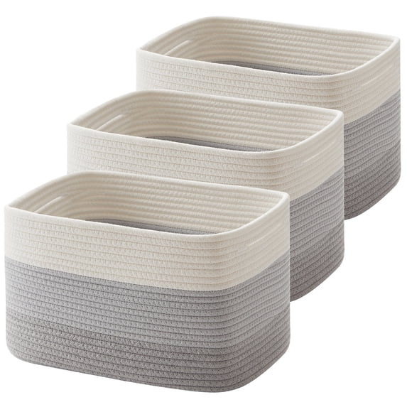 CHERISHGARD Storage Basket, Laundry Basket 3 Pieces, Woven Baskets for Storage for Toys, Towel