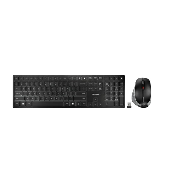 CHERRY DW 9500 SLIM Wireless Desktop Keyboard and Mouse Combo, Extra Flat Thin Design with Ergo Friendly Mouse Companion. Bluetooth or USB Receiver.