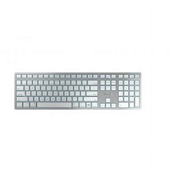 CHERRY KW 9100 Slim For Mac Wireless Mac Keyboard - Wireless Connectivity - Bluetooth/RF - 2.40 GHz - English (US) - Notebook, Computer - Mac - SX Keyswitch - Silver