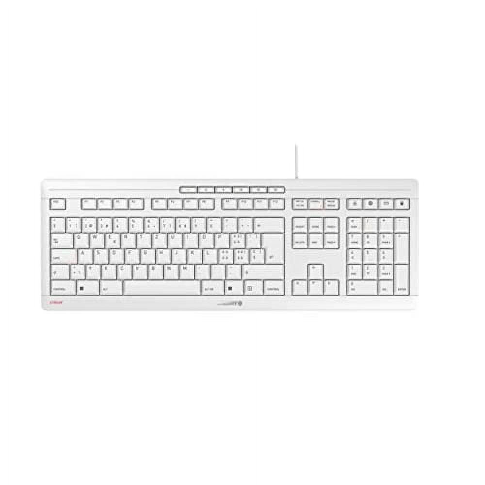 CHERRY STREAM Keyboard - Cable Connectivity - USB Interface - 104 Key Multimedia, Browser, Email, Calculator, Lock, Volume Down, Volume Up, Previous Track, Next Track, Play/Pause Hot Key(s) - English