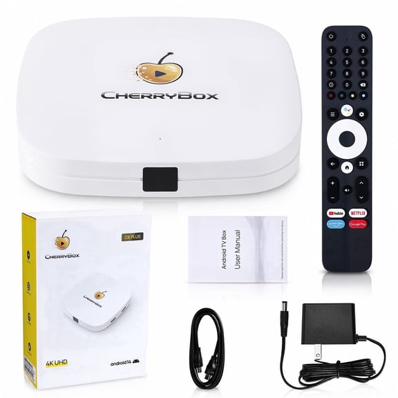 CHERRYBOX C6 Plus Streaming Box 4K UHD New Streaming Media Player with Voice Remote, HDMI Cable, Power Cord, and User Manual, 2026 Version