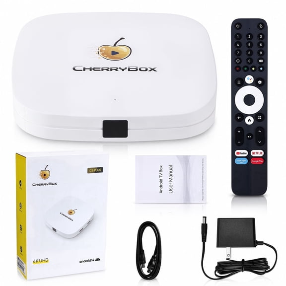 CHERRYBOX C6 Plus Streaming Box 4K UHD New Streaming Media Player with Voice Remote, HDMI Cable, Power Cord, and User Manual, 2026 Version