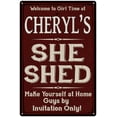 thumbnail image 1 of CHERYL'S She Shed Red Sign Lady Cave 8 x 12 High Gloss Metal 208120088062, 1 of 1