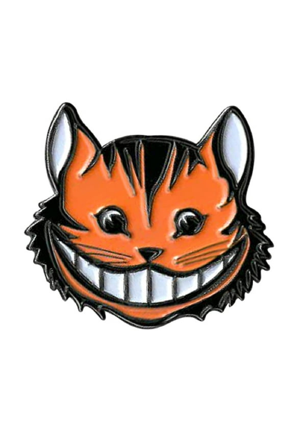 CHESHIRE CAT ENAMEL PIN - Orange Cheshire Cat with Crazy Smile Novelty  Backpack Cute Enamel Lapel PIN