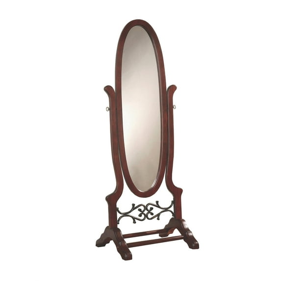 Coaster Oval Cheval Mirror in Brown Red