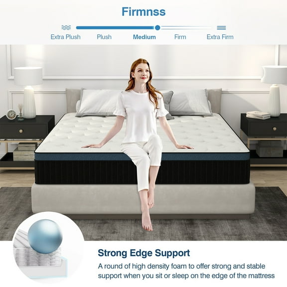 lemontalking 12 Inch Hybrid Mattress In A Box Innerspring And Gel Memory Foam Medium Firm, Full Mattress