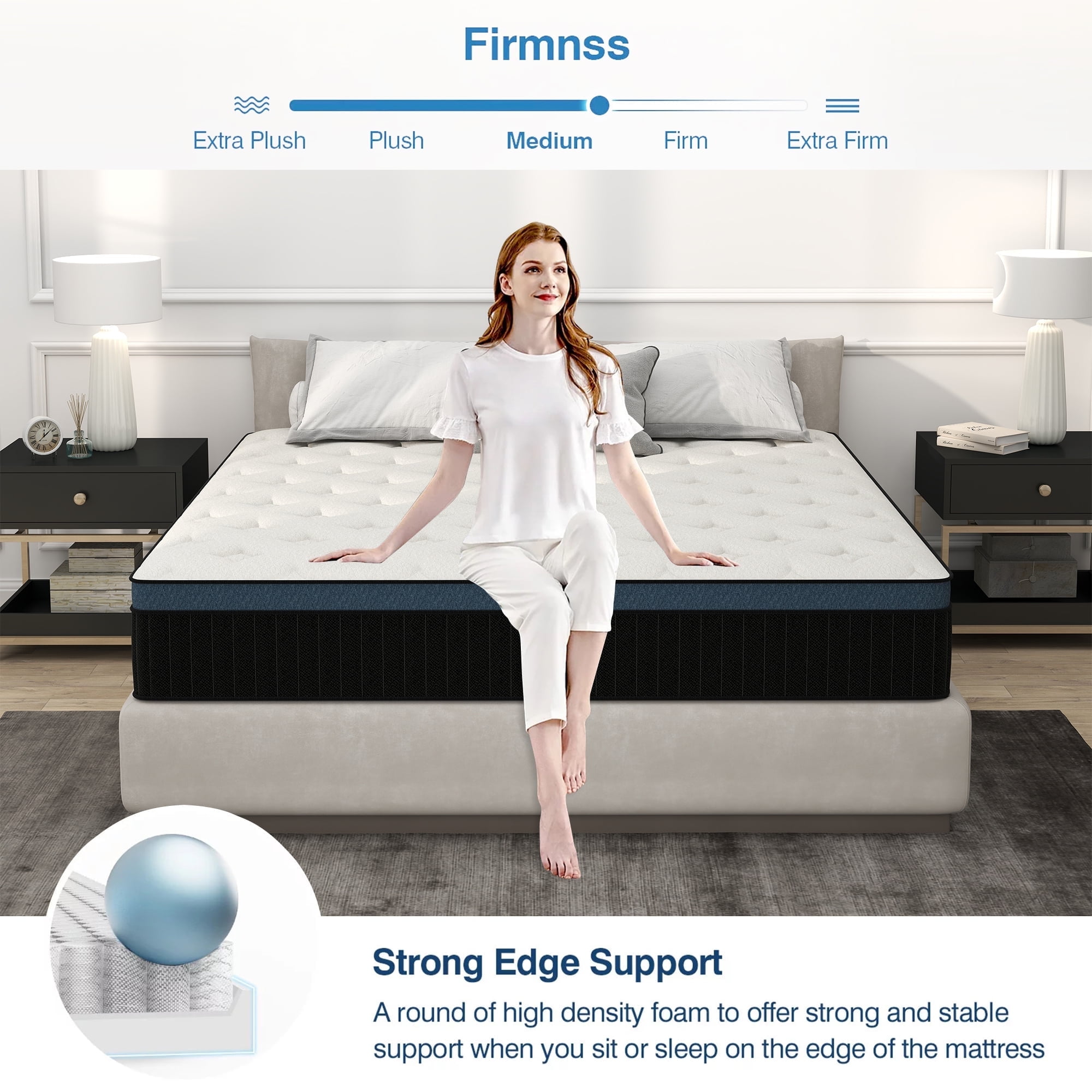 lemontalking 12 Inch Hybrid Mattress In A Box Innerspring And Gel Memory Foam Medium Firm, Twin Mattress