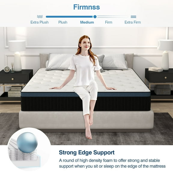 lemontalking 14 Inch Hybrid Mattress In A Box Innerspring And Gel Memory Foam Medium Firm, Twin Mattress