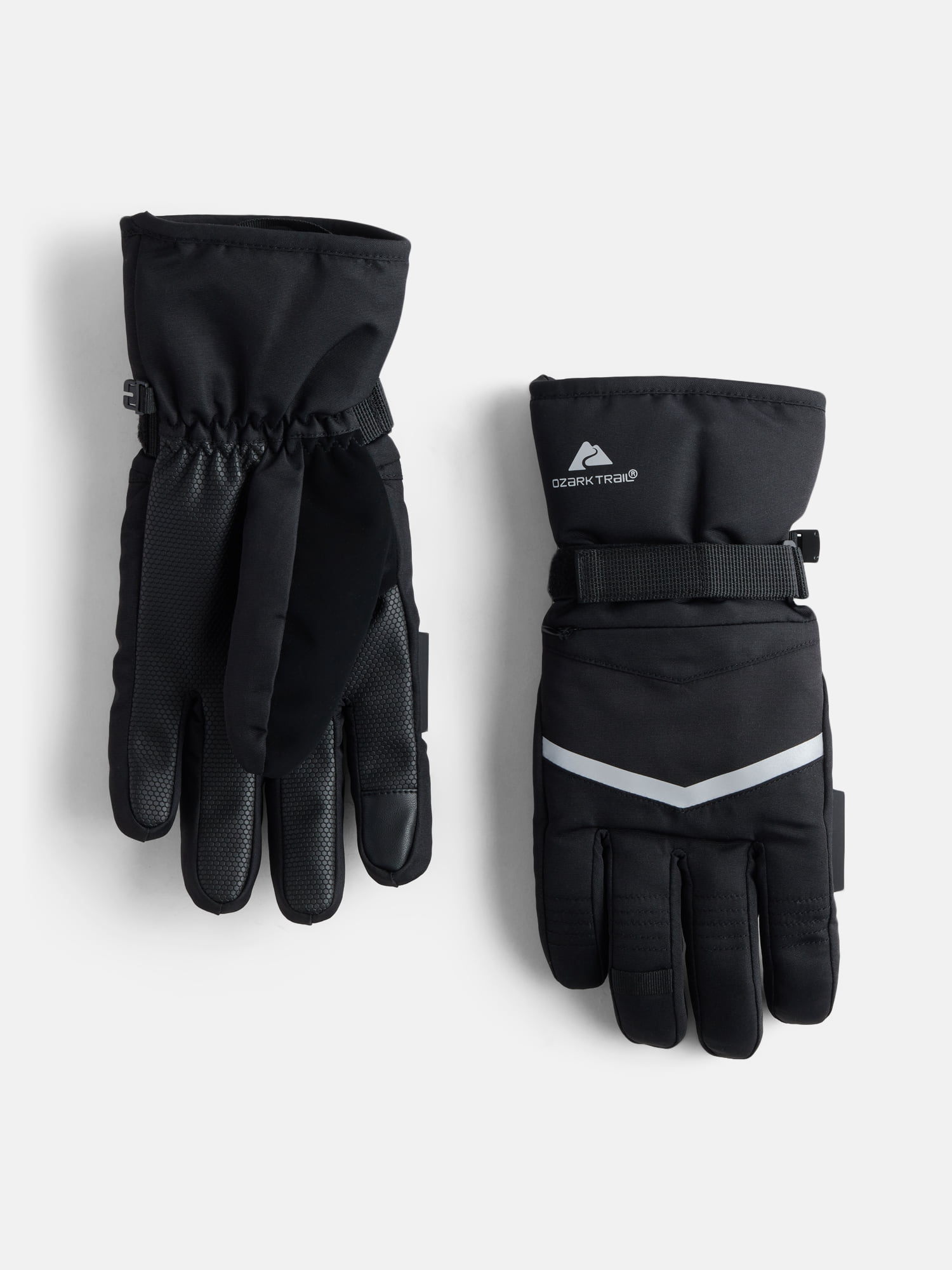 Ozark Trail Women's Chevron Tech Ski Gloves, Black Soot, Sizes S/M