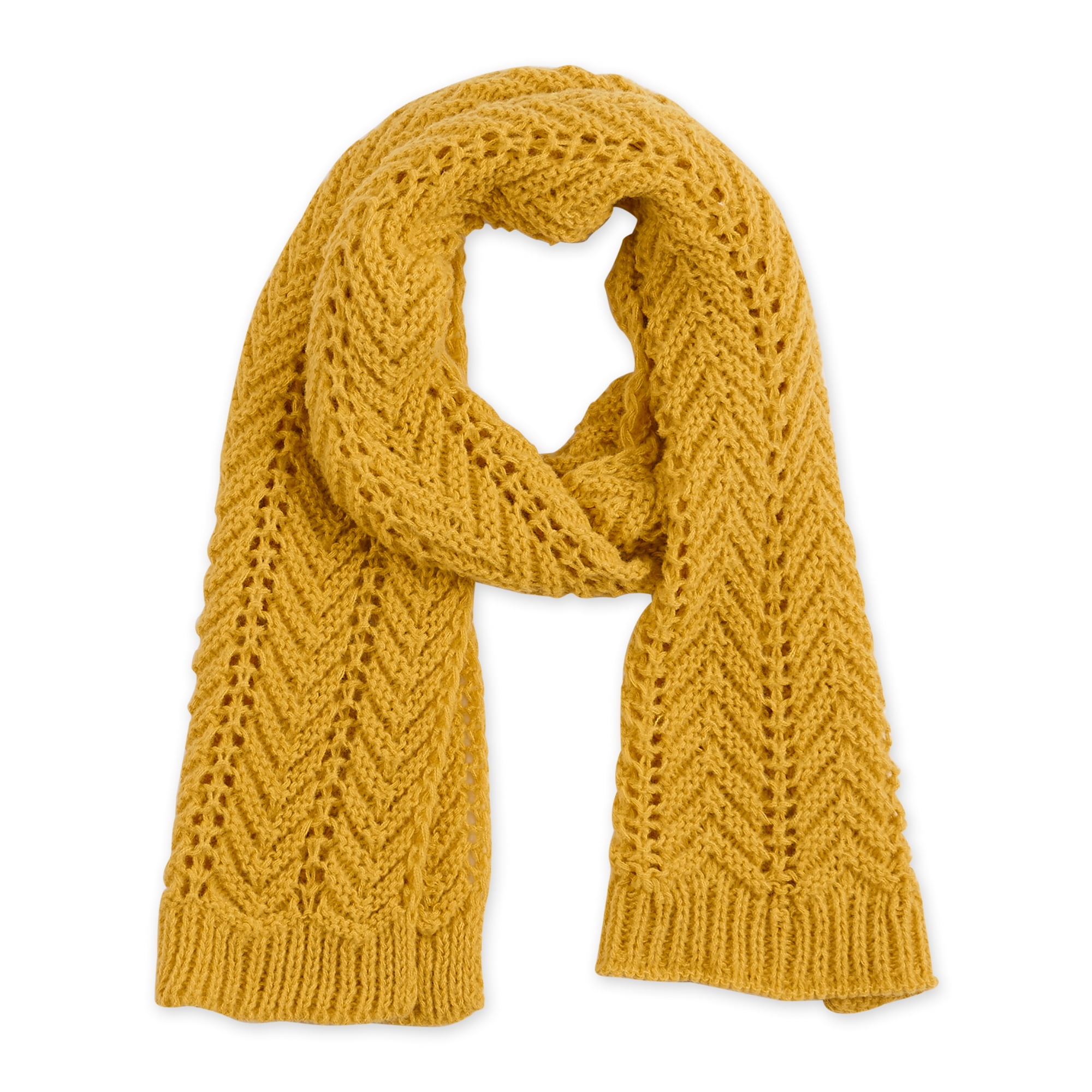 CHEVRON KNIT SCARF MUSTARD YELLOW