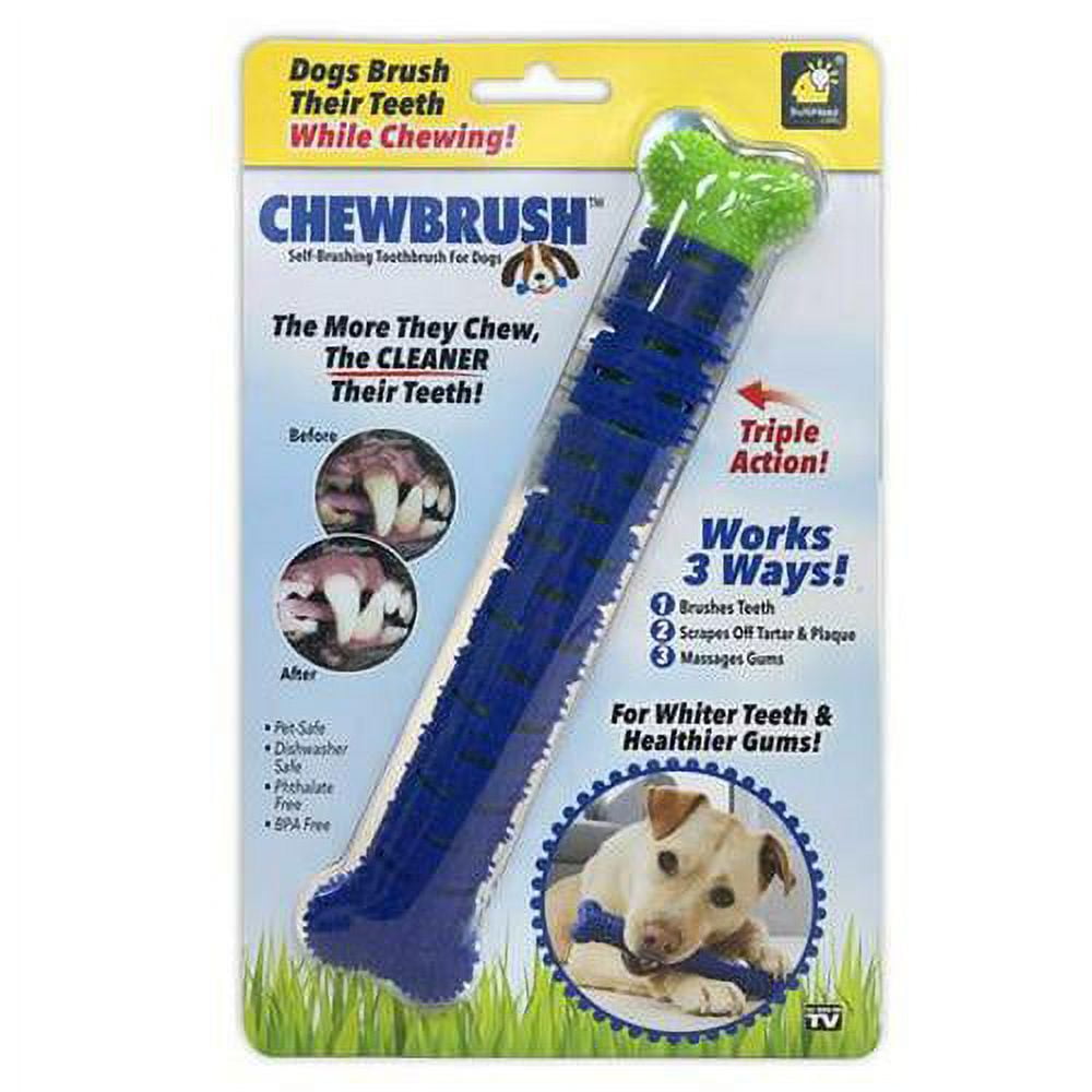 Blue Large Self-Brushing Dog Toothbrush with Tartar Removal