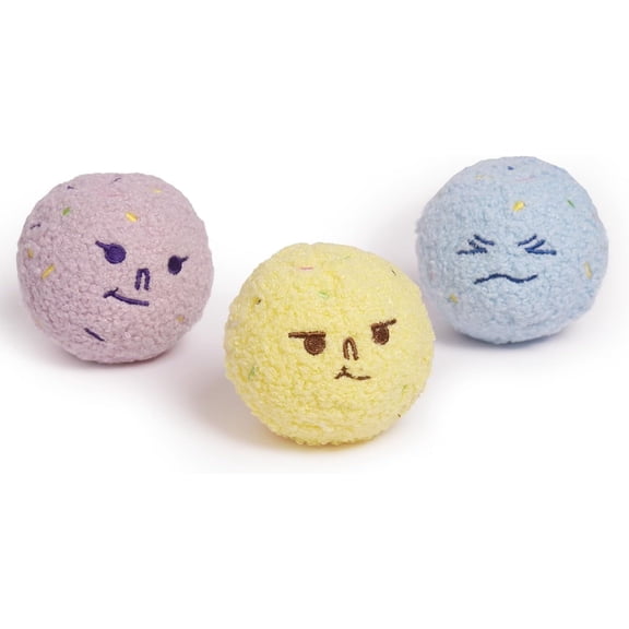 CHEWFFON 3-Piece Interactive Rip and Reveal Squeaky Dog Balls Set, 2.8" Ice Cream-Themed (3 Pack)