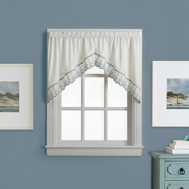 CHF Abby 24" Floral Pattern Swag Curtain, Gray