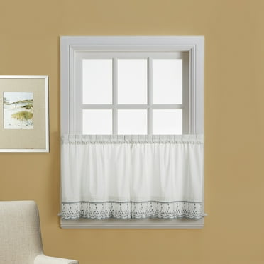 CHF Abby 24" Floral Pattern Tier Curtain, Gray, Adult