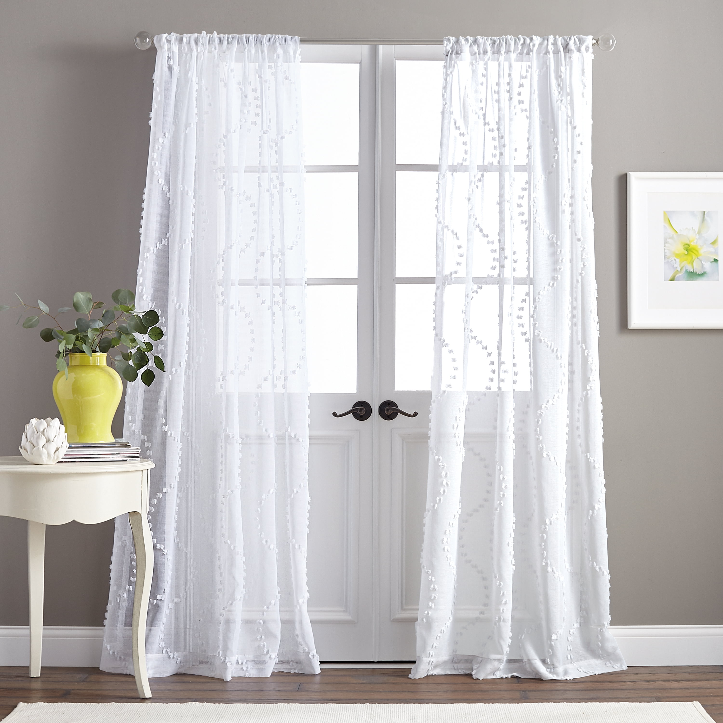 CHF Dixon Wave Curtain Single Panel, Pole Top, Indoor, 50"W x 95"L, White, Adult