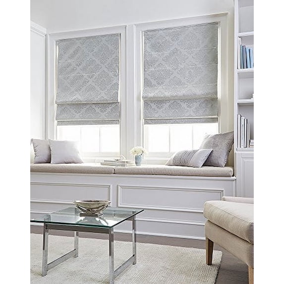 CHF Industries Damask Room Darkening Roman Shade 16 - 29 Inches Silver 23" w x 64" l